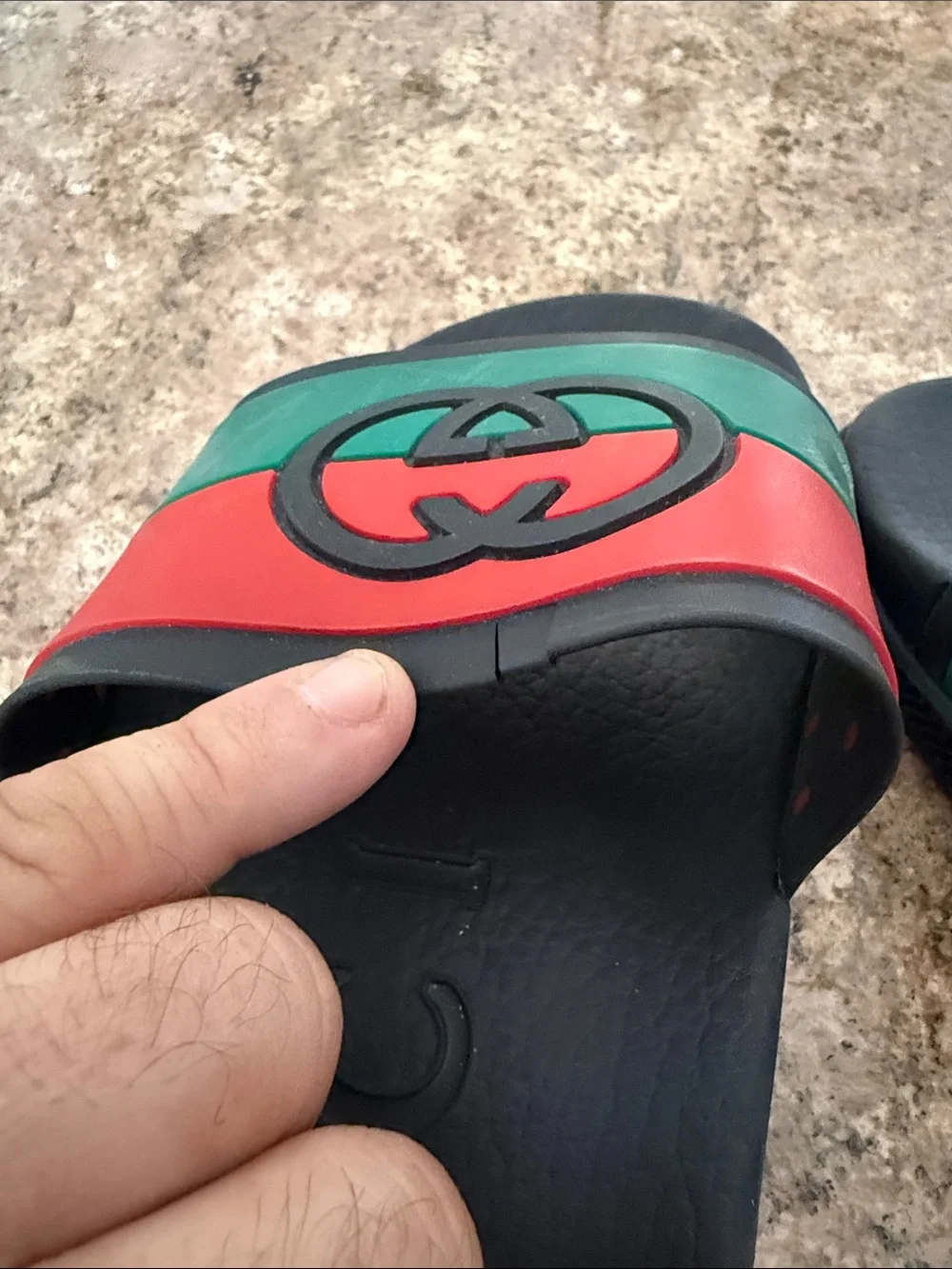 Gucci Black Slides with Red and Green Web Stripe Size 8 *Damaged*
